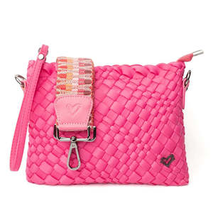 preneLove Charlotte Crossbody Woven Neoprene Bag with 2 Interchangeable Straps Magenta