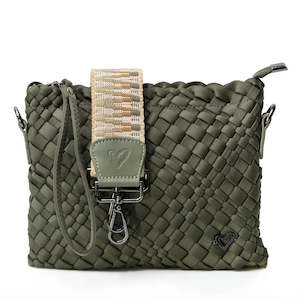 preneLove Charlotte Crossbody Woven Neoprene Bag with 2 Interchangeable Straps Olive