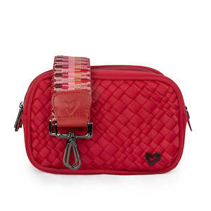 preneLove Caledon Camera Crossbody Woven Neoprene Bag Cranberry Red