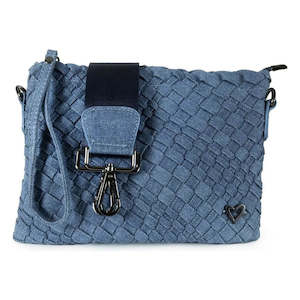 preneLove Charlotte Crossbody Woven Denim Bag with 2 Interchangeable Straps