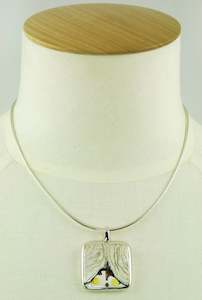 Polish Designer One Of A Kind Ceramic & Sterling Silver Pendant With Face