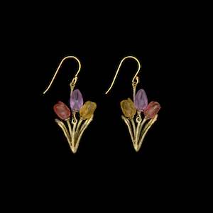 Michael Michaud Tulip Wire Earrings with Cast Glass - 3762BZ MultiColour