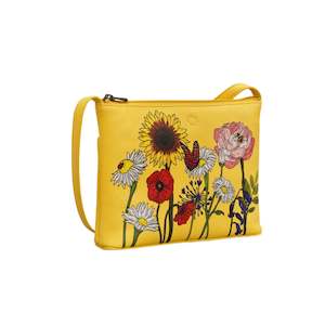 Yoshi Wildflower Printed Leather Yellow Cross Body Bag - YB214 WILDFLR 38
