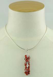 Italian Sterling Silver & Red Coral Cluster Enhancer (chain is not included)