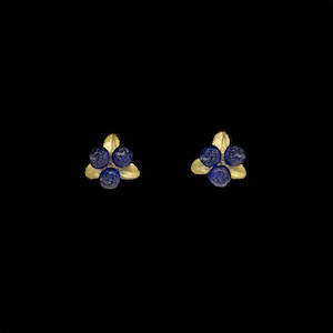Earrings: Michael Michaud Petite Blueberry Post Earrings with Cast Glass - 3731BZ