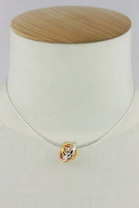 Three Ringed Sterling Silver Pendant With Yellow & Rose Gold Plating (chain not incuded)