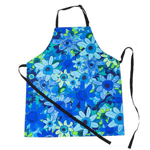Aprons: Riley Burnett Apron With Pockets - Turquoise Meadow