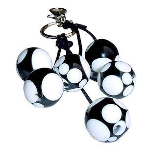 Keyrings: Sobral Design Brazil (Jackie Brazil) Polka Dot Resin Keyring - Black & White
