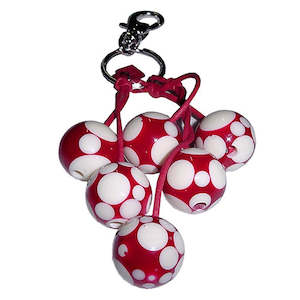 Sobral Design Brazil (Jackie Brazil) Polka Dot Resin Keyring - Red & White