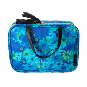 Riley Burnett Hanging Cosmetic Bag - Turquoise Meadow