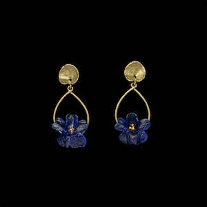 Kath Loves: Michael Michaud Wild Violet with Cast Glass Flowers Hoop Earring - 3655BZ