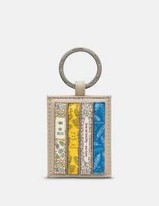 Yoshi Jane Austen Bookworm Appliqued Leather Grey Keyring - YKR LBR JA 46
