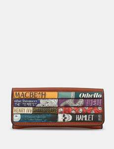 Yoshi Shakespeare Bookworm Appliqued Leather Brown Glasses Case - Y4308 LBR WS 8