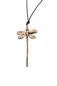 Pesci Che Volano Libellula Necklace Large Pendant on Leather (Dragonfly)