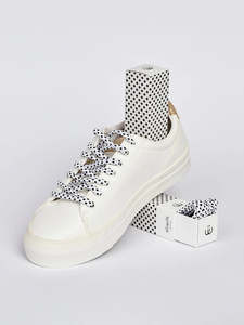 Sliwils 120 cm Lindy Grace Polka Dots Black & White Shoelaces