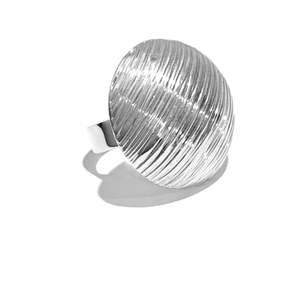 925 Silver Convex Ring with Vertical Lines
