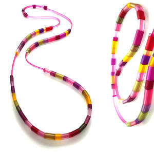 ALEX+SVET Mozaik Multi-Coloured Rubber Necklace - Fuchsia Candy