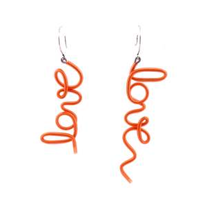 Samuel Coraux: Samuel Coraux Love Earrings - Orange Pailette