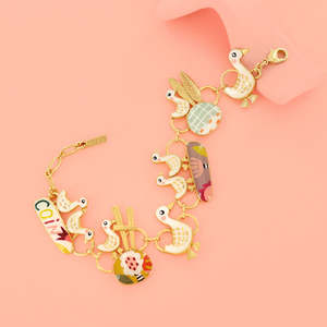 Bracelets: Taratata Bijoux Ducks In A Row (Plume) Bracelet - Adjustable - E26-11321-20M