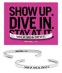 Whitney Howard Designs - Show Up. Dive In. Stay At It. Quotable Cuff Bracelet - Barack Obama