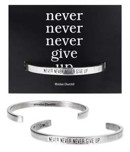 Bracelets: Whitney Howard Designs - Never Never Never Give Up Winston Churchill Quotable Cuff Bracelet