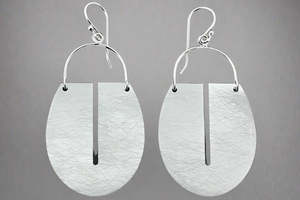 Floating Full Shield Earring - Sterling Silver