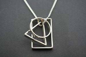 Circle Rectangle Triangle Pendant On 70 cm Espiga Chain