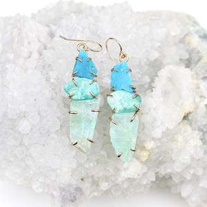 Earrings: Alana Douvros Turquoise and Green Calcite Ladder Earrings