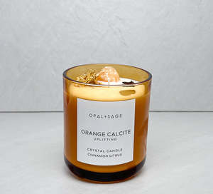 Crystal Candles: Orange Calcite Crystal Candle