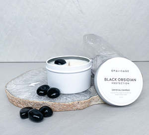 Crystal Candles: Black Obsidian Crystal Candle