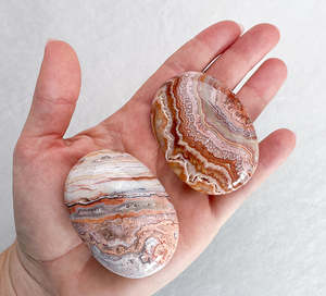 Pink Crazy Lace Agate Palm Stone | Happiness