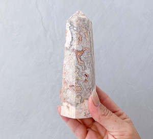 Polished Towers: Pink Crazy Lace Agate 6-Sided Towers | Happiness