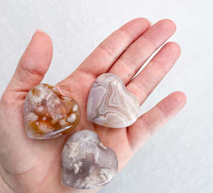 Dopamine Decor Crystals: Flower Agate Mini Heart | Manifestation