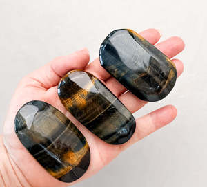 Unique Crystals: Tigers Eye Palm Stone | Courage