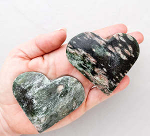 Crystals: Green Mica Fuchsite Hearts | Nurture