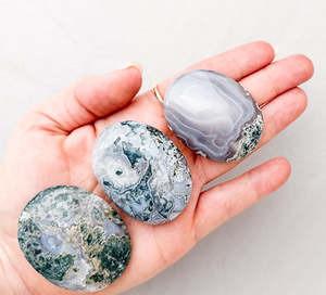 Moss Agate Palm Stones | Abundance