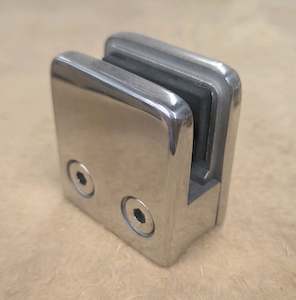 Square Glass Clamp - Radius Back - Polished (CLEARANCE ITEM)