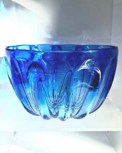 Blue Fluted Glass Bowl