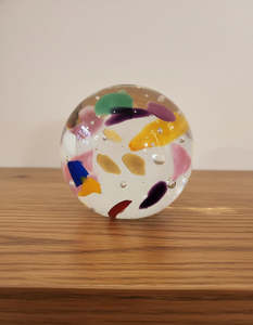 Glass: Confetti Paperweight