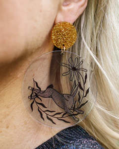 Blue Disk Rabbit Earrings