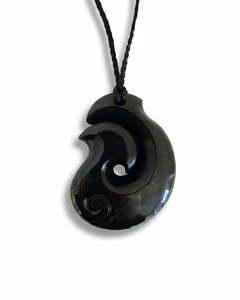Pounamu Round Fishhook with Koru Carving