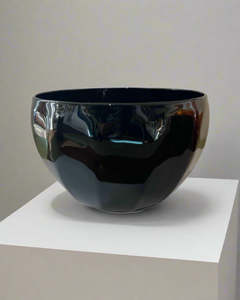Black Fluted Glass Bowl