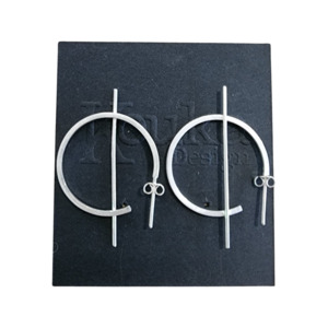 Silver 3/4 Hoop with Bar Earrings