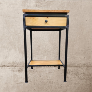 Lee Gutterson: Steel & Macrocarpa Side Table