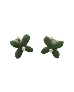 Tapa Stud Earrings - Greenstone