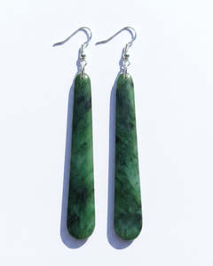 Pounamu: Pounamu Long Roimata Earrings