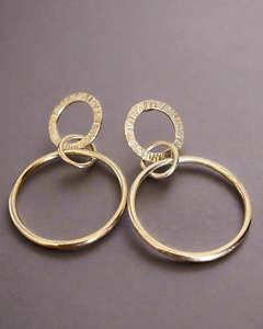 Agathe: Silver Stud Hoop Drop Earrings