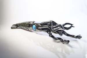 Silver Squid Sculpture