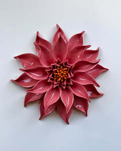 Ceramic: Dahlia in Rosy Pink Glazed