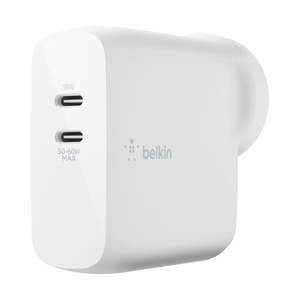 Ipad: Belkin USB-C 68W Dual Power Adapter (White) GaN 2x USB-C Ports (18W & 50W~60W)